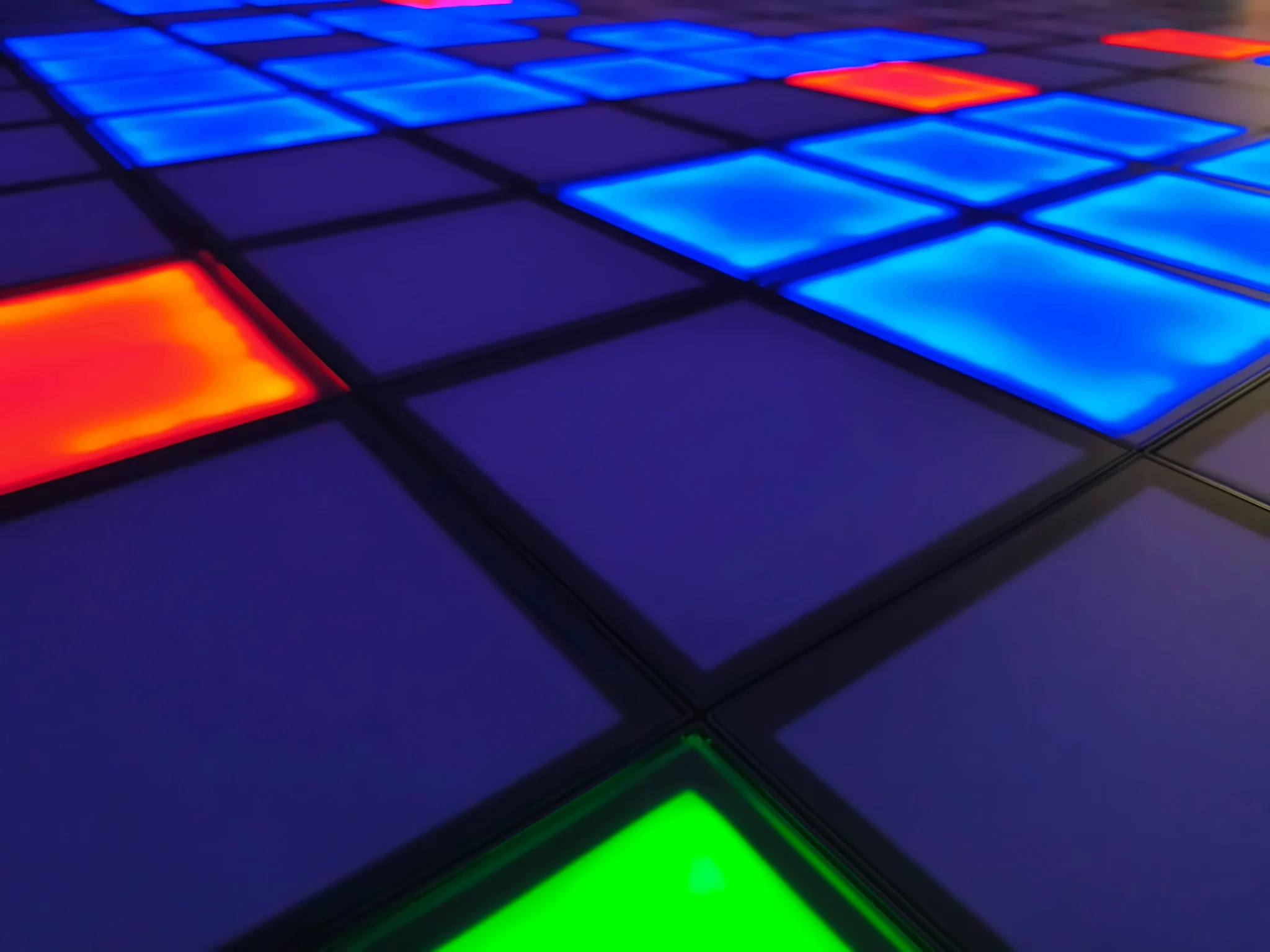 Détail des dalles lumineuses interactives Pixel Arena